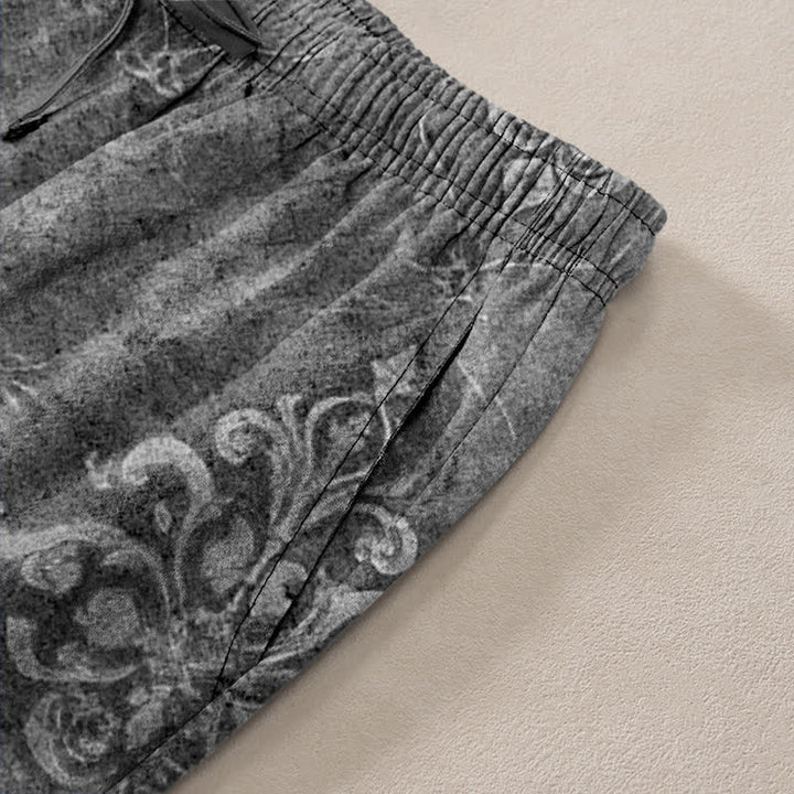 Buddha Stones Cotton Vintage Baroque Pattern Men's Tapered Pants With Pockets - image 11