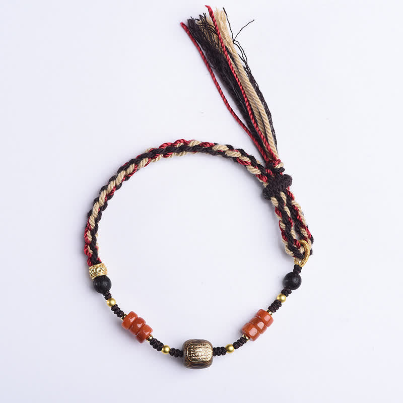 Buddha Stones Hand-Woven Red Sandalwood Blessing Braided Tassel Bracelet - image 8