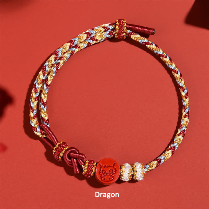 Buddha Stones Cinnabar Chinese Zodiac Concentration Hand-Woven Red String Bracelet - Dragon(Strength ♥ Power) - Cinnabar(Blessing♥Calm) - image 9