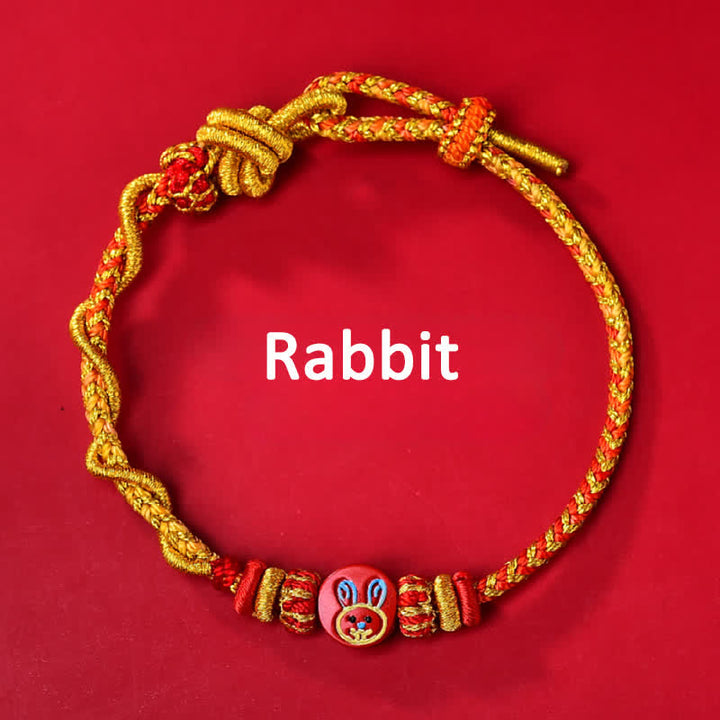 Buddha Stones Cinnabar Chinese Zodiac Blessing Hand-Woven Red String Bracelet - Chinese Zodiac(Protection ♥ Vitality) - Rabbit - Cinnabar(Blessing♥Calm) - image 4