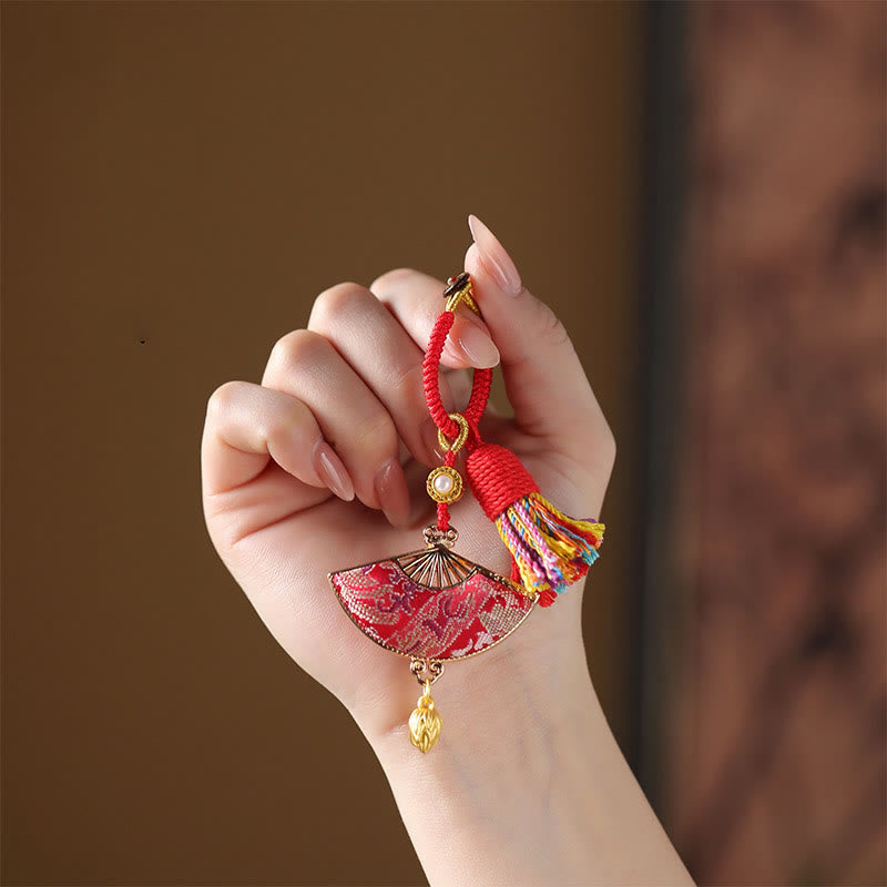 Buddha Stones Song Brocade Fan Blessing Keychain - image 3