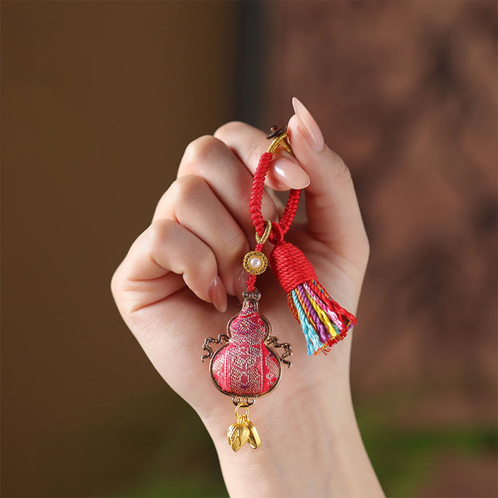 Buddha Stones Song Brocade Gourd Fortune Keychain - image 5