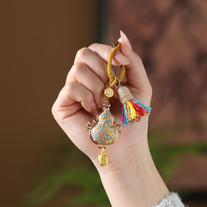 Buddha Stones Song Brocade Gourd Fortune Keychain - image 4