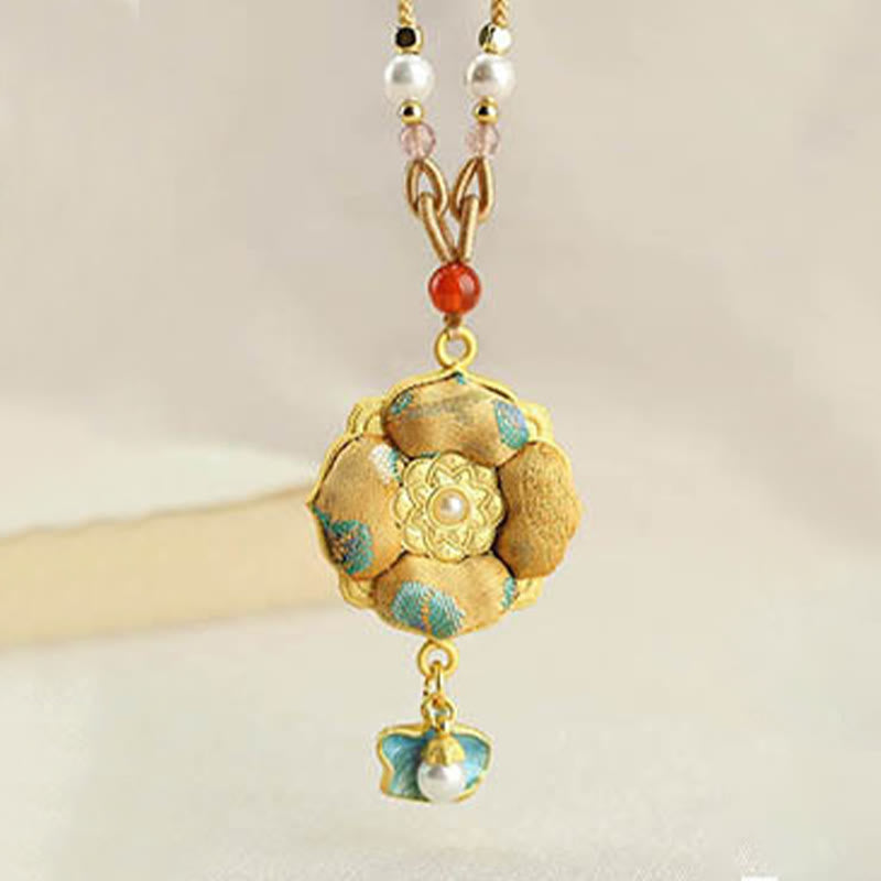 Buddha Stones Song Brocade Four-Leaf Clover Luck Necklace - image 2