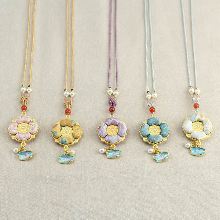Buddha Stones Song Brocade Four-Leaf Clover Luck Necklace - image 19