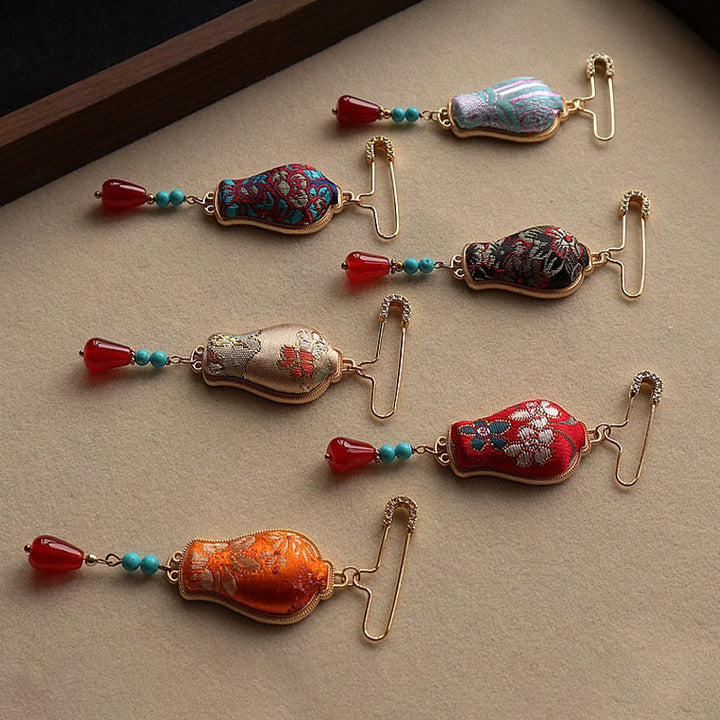 Buddha Stones Song Brocade Vase Design Elegant Brooch - image 11