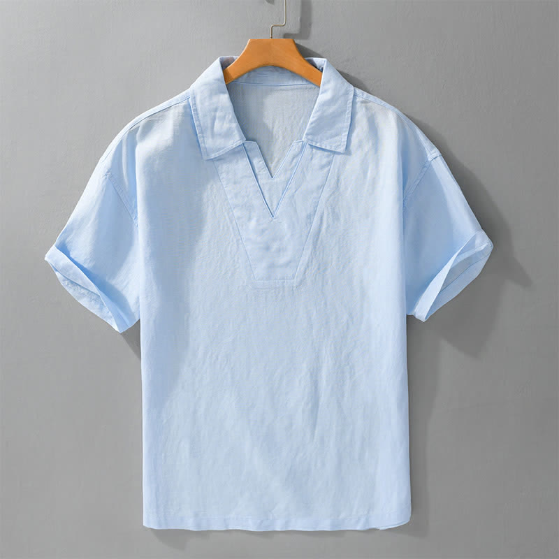 Buddha Stones Summer Casual Minimalist Solid Men's Shirts - LightBlue - US/UK/AU42，EU52 (3XL) - image 3