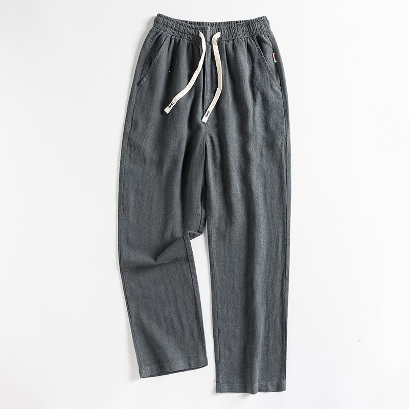Buddha Stones Spring Casual Minimalist Drawstring Solid Men's Tapered Pants With Pocket - DimGray - US/UK/AU46，EU56 (5XL) - image 11