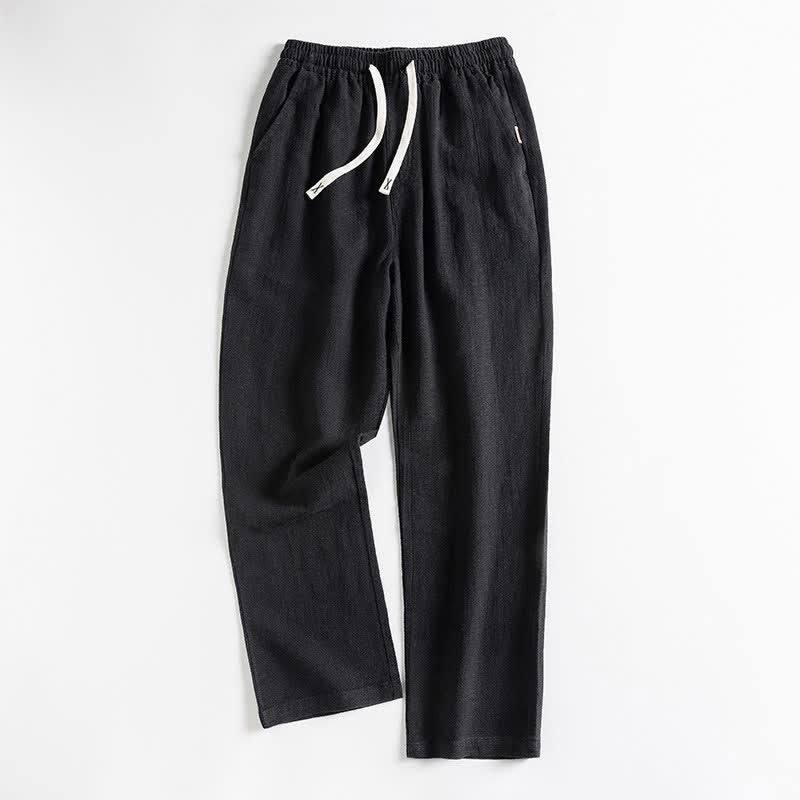 Buddha Stones Spring Casual Minimalist Drawstring Solid Men's Tapered Pants With Pocket - Black - US/UK/AU46，EU56 (5XL) - image 2