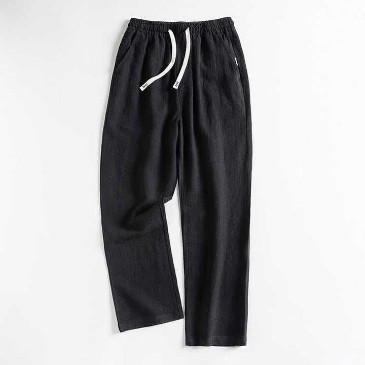 Buddha Stones Spring Casual Minimalist Drawstring Solid Men's Tapered Pants With Pocket - Black - US/UK/AU46，EU56 (5XL) - image 2