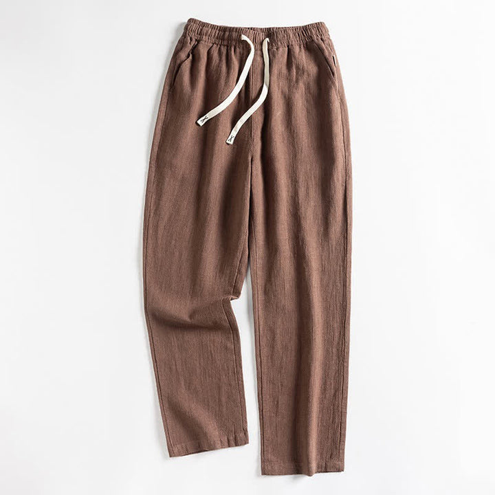 Buddha Stones Spring Casual Minimalist Drawstring Solid Men's Tapered Pants With Pocket - Sienna - US/UK/AU44，EU54 (4XL) - image 0