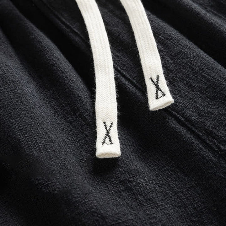 Buddha Stones Spring Casual Minimalist Drawstring Solid Men's Tapered Pants With Pocket - image 6