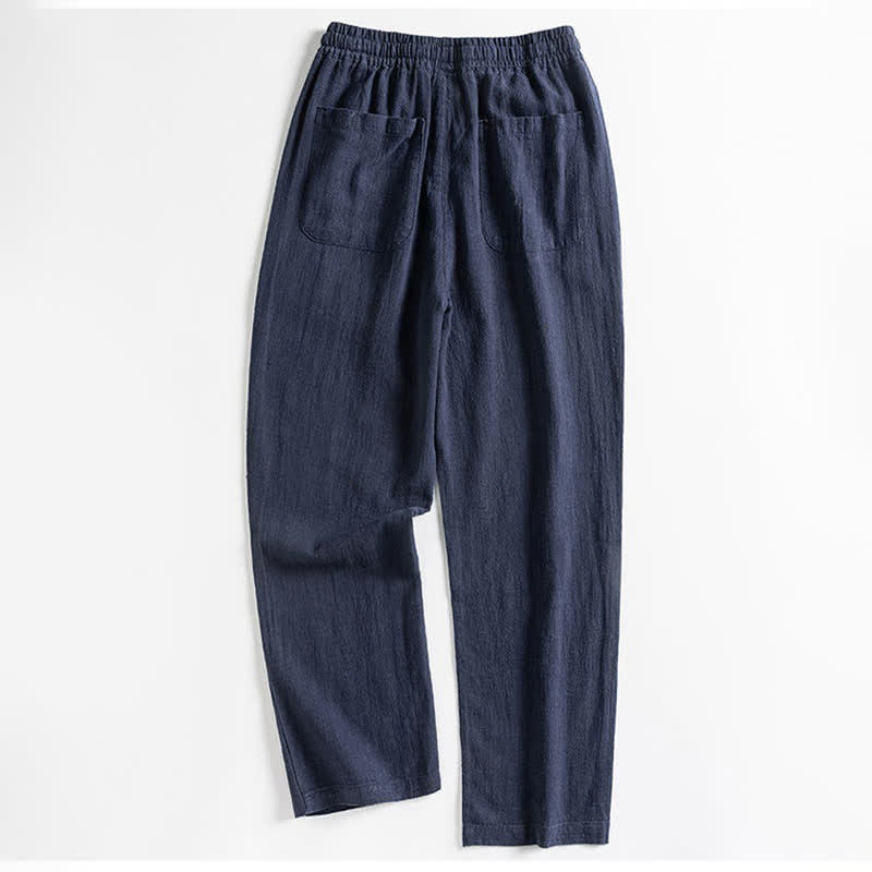 Buddha Stones Spring Casual Minimalist Drawstring Solid Men's Tapered Pants With Pocket - image 10