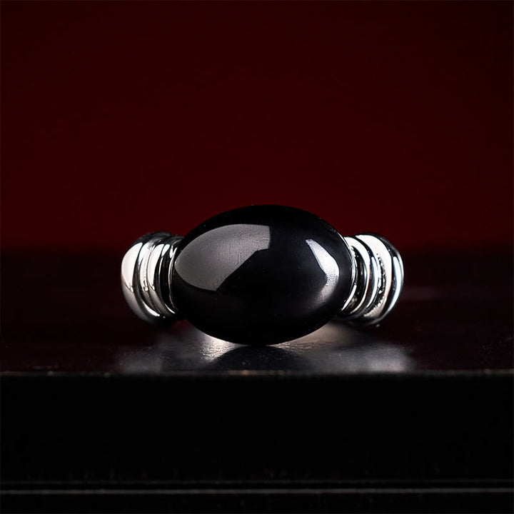 Buddha Stones Oval Pattern Hematite Support Adjustable Ring - image 4