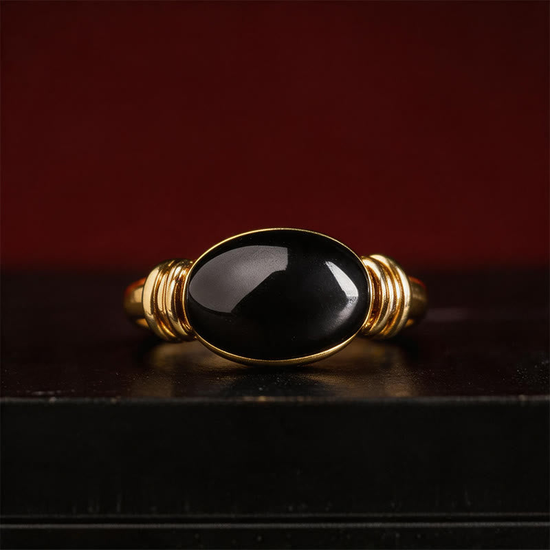 Buddha Stones Oval Pattern Hematite Support Adjustable Ring - image 12
