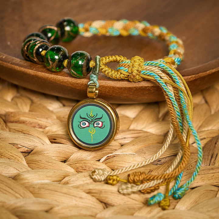 Buddha Stones Tibetan Liuli Glass Bead Five Directions Gods Of Wealth Buddha Eye Blessing String Bracelet - image 26