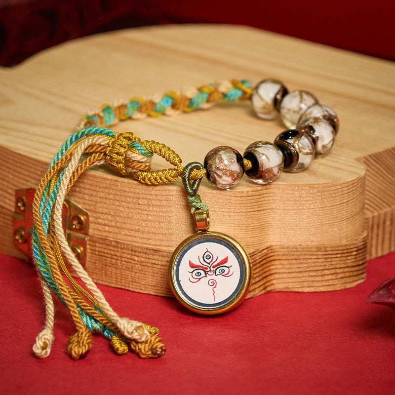 Buddha Stones Tibetan Liuli Glass Bead Five Directions Gods Of Wealth Buddha Eye Blessing String Bracelet - image 21