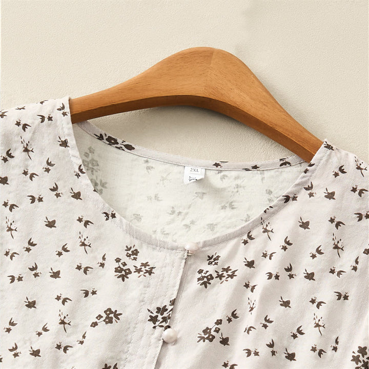 Buddha Stones Casual Floral Print Pattern Three Quarter Sleeve Women's Buttons Shirt - image 17