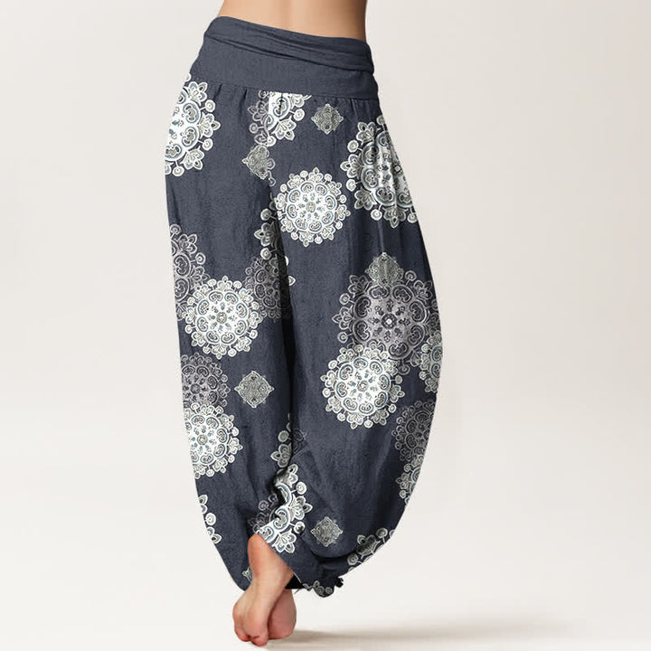 Buddha Stones Pure Cotton Various Mandala Floral Pattern Women's Elastic Waist Harem Pants - image 9