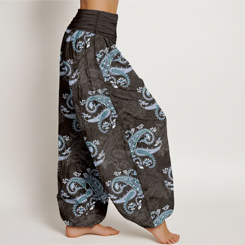 Buddha Stones Pure Cotton Elegant Paisley Pattern Women's Elastic Waist Harem Pants - image 10