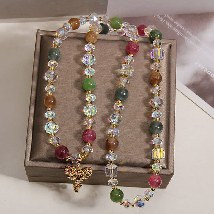 Buddha Stones Tourmaline Butterfly Pendant Transformation Three Layer Faceted Faceted Bracelet - image 7
