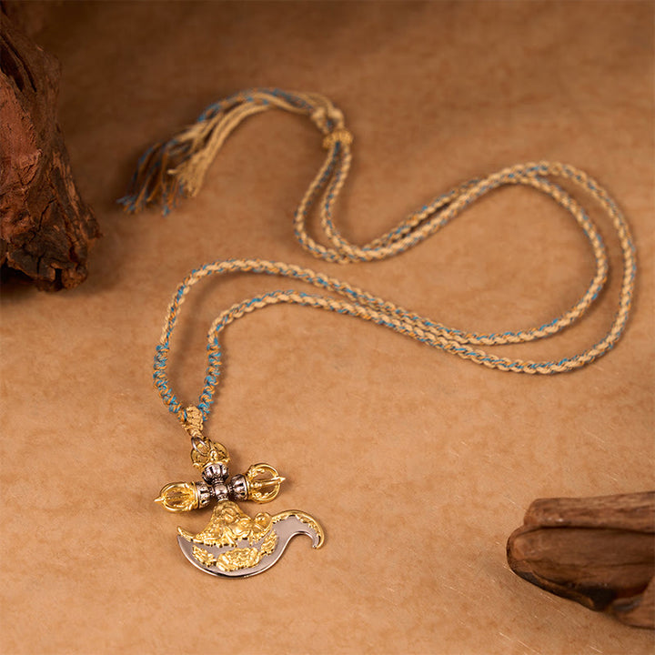 Buddha Stones Copper Vajra Grounding Tibetan Relief Carved Totem Charm Necklace Pendant - image 3