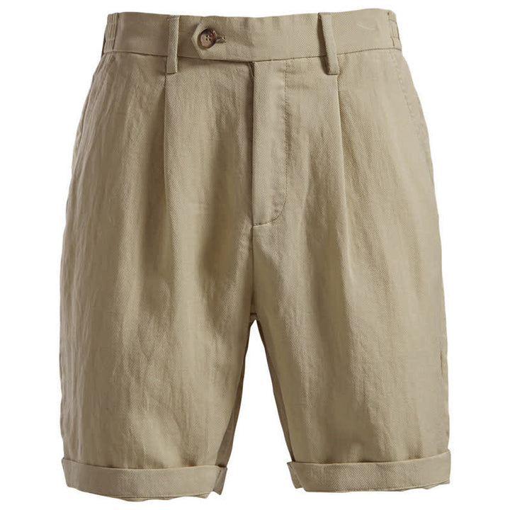 Buddha Stones Summer Casual Classic Zipper Button Solid Bermuda Shorts Men's With Pockets - Tan - US/UK/AU42, EU52 (2XL) - image 0