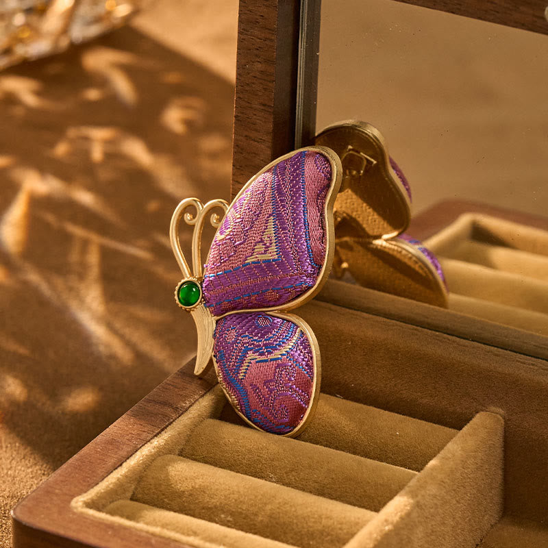 Buddha Stones Song Brocade Purple Butterfly Transformation Handmade Harmony New Chinese Brooch - Song Brocade (Prosperity♥Harmony) - image 0