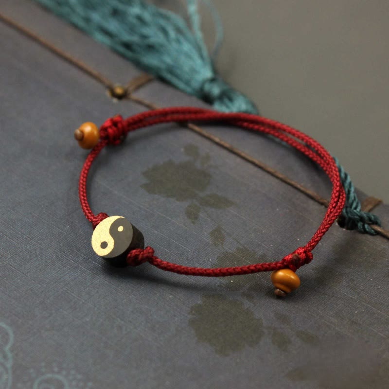 Buddha Stones Ebony Yin Yang Symbol Peace Colorful String Bracelet - image 3