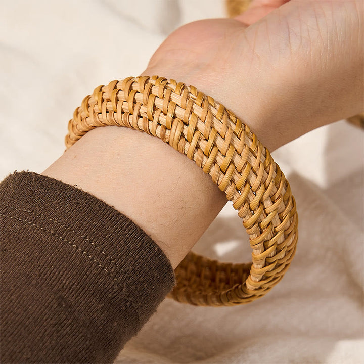 Buddha Stones Handwoven Rattan Bohemian Resort Wide Bracelet Bangle - image 11