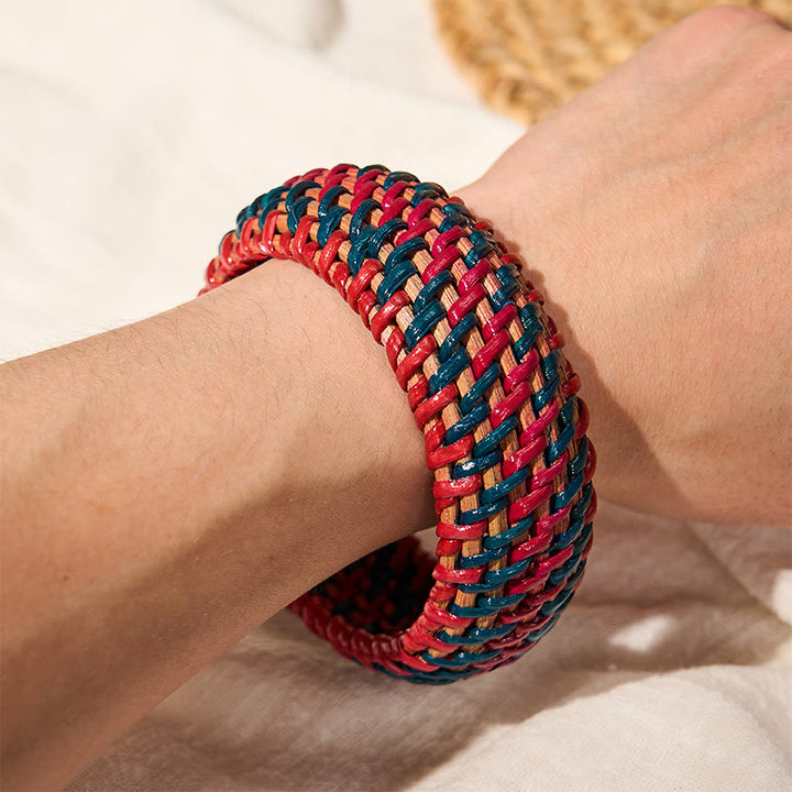 Buddha Stones Natural Rattan Protection Hand-Woven Boho Wide Bracelet Bangle - image 11