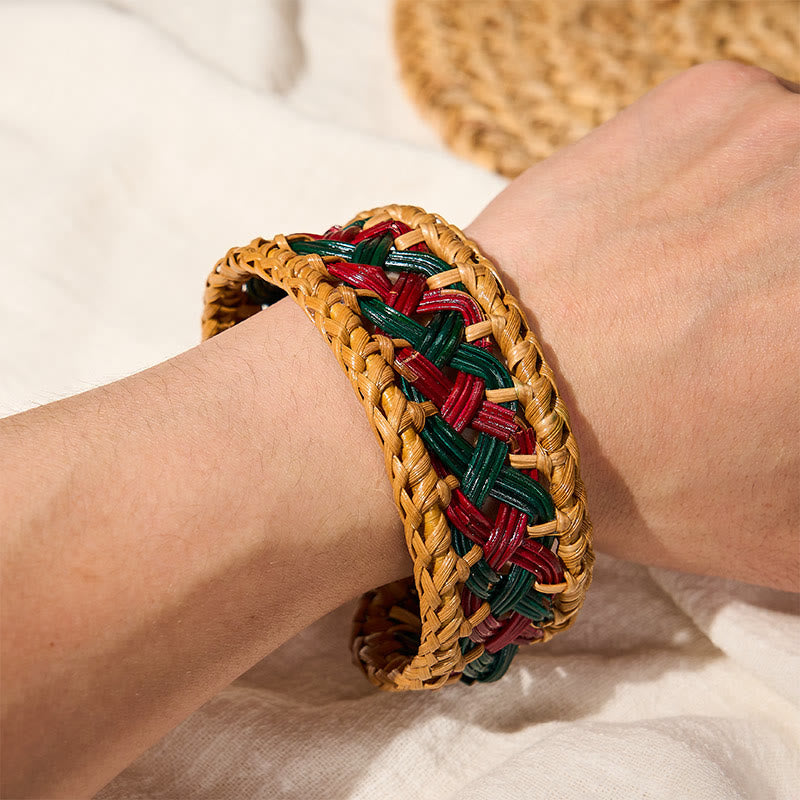 Buddha Stones Natural Rattan Hand-Woven Bohemian Wide Round Cuff Bracelet - image 5
