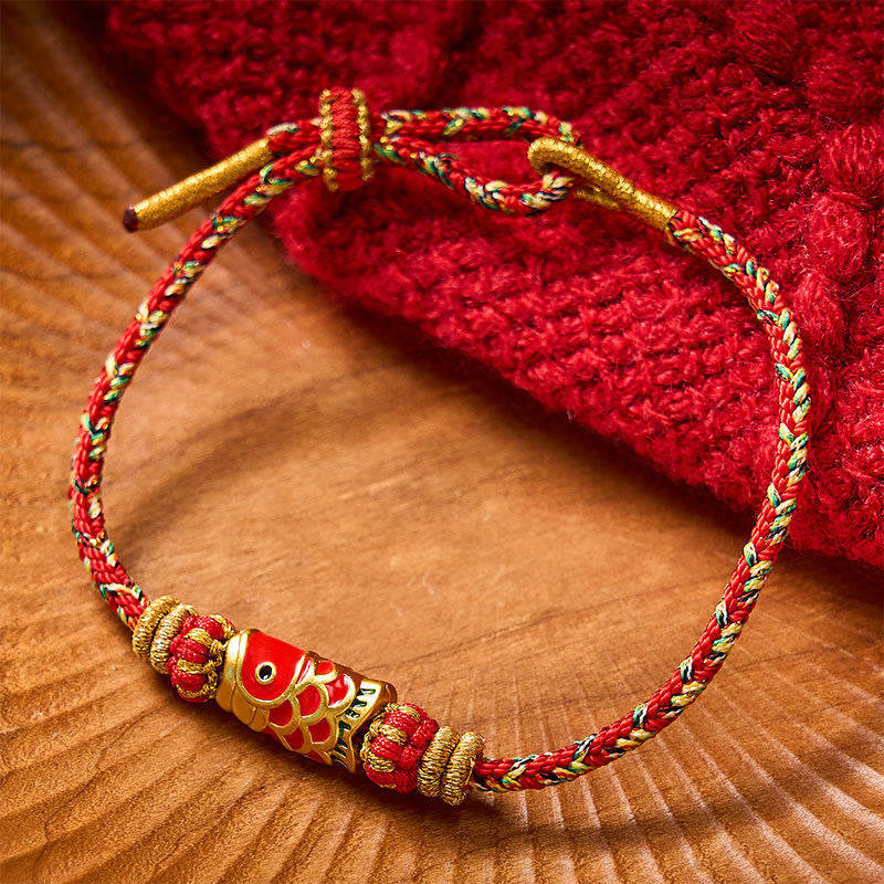 Buddha Stones Hand-Woven Red String Koi Fish Flower Protection Bracelet - image 9