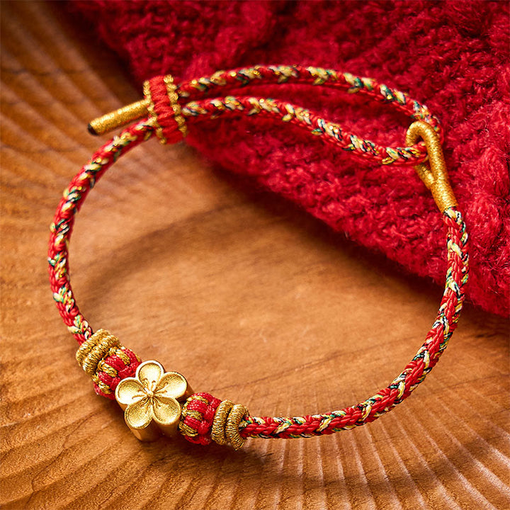 Buddha Stones Hand-Woven Red String Koi Fish Flower Protection Bracelet - image 1