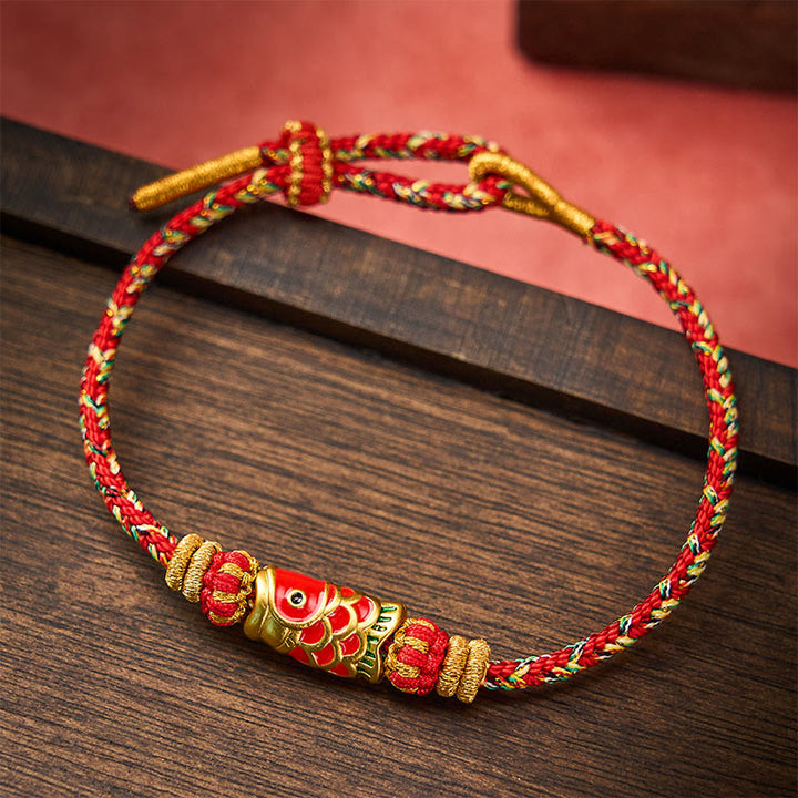 Buddha Stones Hand-Woven Red String Koi Fish Flower Protection Bracelet - image 8