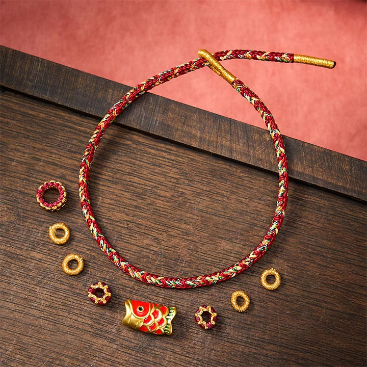 Buddha Stones Hand-Woven Red String Koi Fish Flower Protection Bracelet - image 21