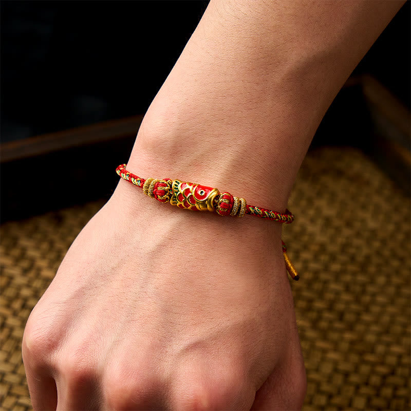 Buddha Stones Hand-Woven Red String Koi Fish Flower Protection Bracelet - image 11