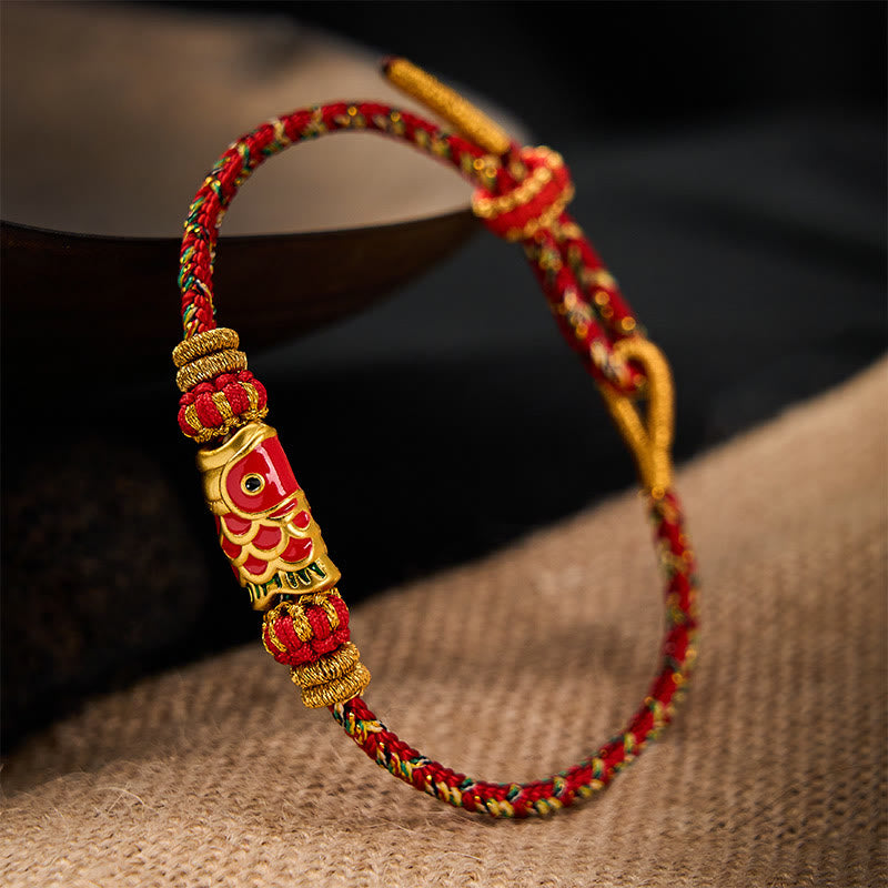 Buddha Stones Hand-Woven Red String Koi Fish Flower Protection Bracelet - image 8