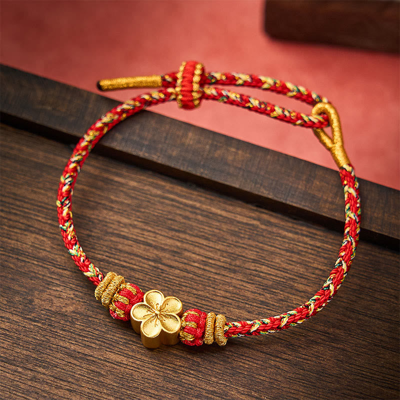 Buddha Stones Hand-Woven Red String Koi Fish Flower Protection Bracelet - Red - With Flower Accessory - image 10