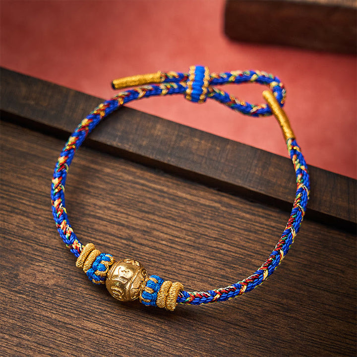 Buddha Stones Hand-Woven String Om Mani Padme Hum Peace Bracelet - Blue - With Om Mani Padme Hum Accessory - image 0