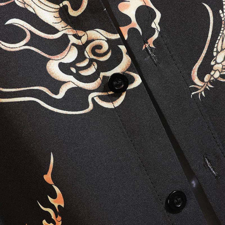 Buddha Stones Summer Dragon Pattern Buttons Up Men's Short Sleeve Shirts - image 4
