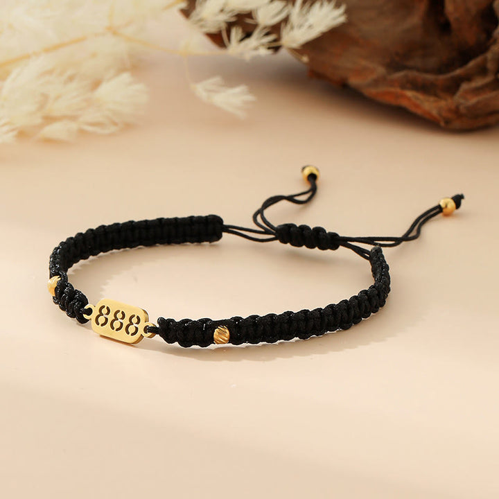 Buddha Stones Angel Numbers Red Black Braided String Connection Bracelet - 888 black string - image 35