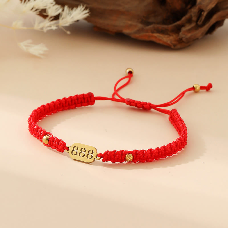 Buddha Stones Angel Numbers Red Black Braided String Connection Bracelet - 888 red string - image 34