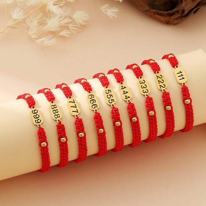Buddha Stones Angel Numbers Red Black Braided String Connection Bracelet - image 0
