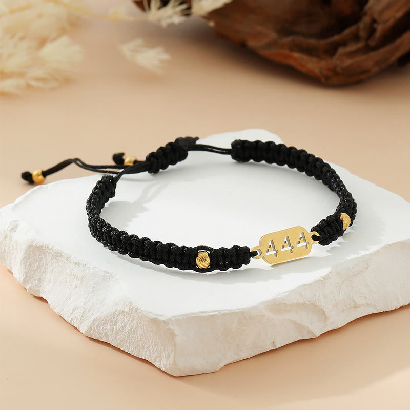 Buddha Stones Angel Numbers Red Black Braided String Connection Bracelet - 444 black string - image 23