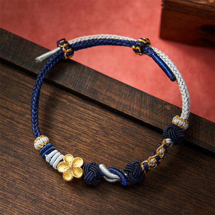 Buddha Stones Hand-Woven Multicolor Cord Chinese Knotting Peach Blossom Luck Couple Bracelet - image 10