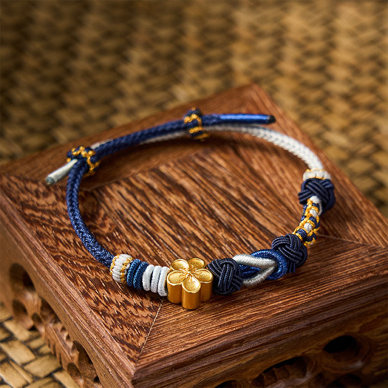 Buddha Stones Hand-Woven Multicolor Cord Chinese Knotting Peach Blossom Luck Couple Bracelet - image 12