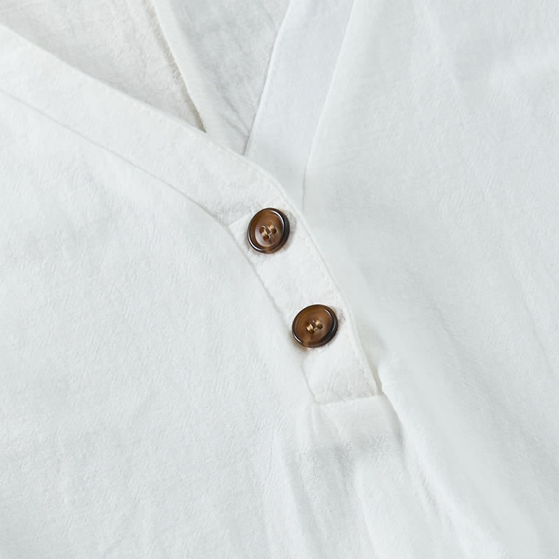 Buddha Stones Summer Casual Minimalist Button-Up Solid Women's Short Sleeve Dresses - image 4