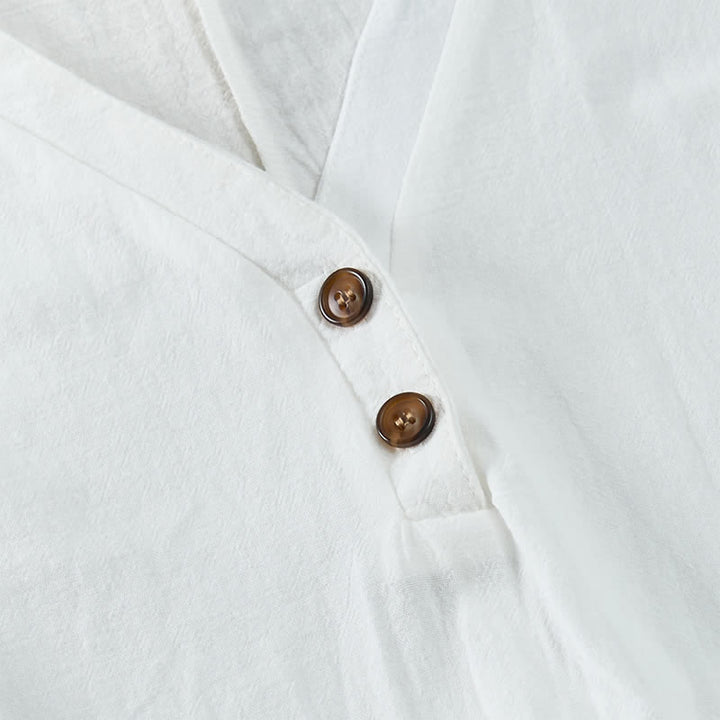 Buddha Stones Summer Casual Minimalist Button-Up Solid Women's Short Sleeve Dresses - image 4