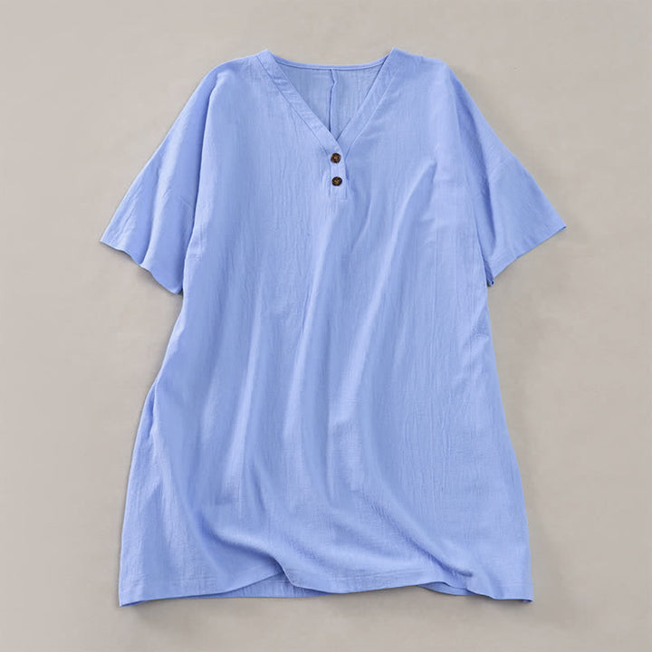 Buddha Stones Summer Casual Minimalist Button-Up Solid Women's Short Sleeve Dresses - LightSkyBlue - US12，UK/AU16，EU44 (2XL) - image 14
